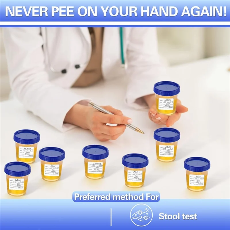 Beauty 30 Pcs Urine Collection Hats For Toilet Set 10 Urine Collector, 10 Sample Cup Containers, 10 Stickers