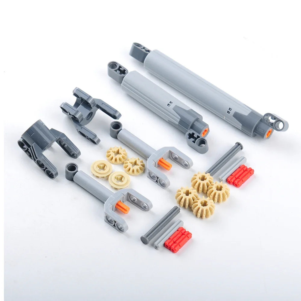 22PCS MOC Push Rod Set Technical Parts Gears Large Putter Linear Actuator Holder Axle and Pin Connectors Compatible Bricks