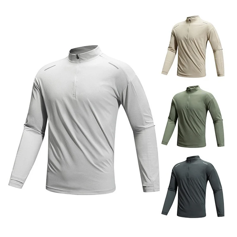 Leichtes, schnell trocknendes, langärmliges Sport-T-Shirt für den Außenbereich, Stretch, Faltenbeständigkeit, Laufen, Bergsteigen, lässiges Oberteil