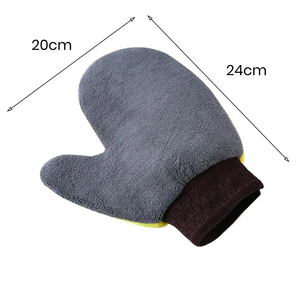 1Pc Car Wash Mitt with Thumb Coral Fleece Double-sided Absorbent Auto Cleaning Glove Detailing Beauty Washing Gloves