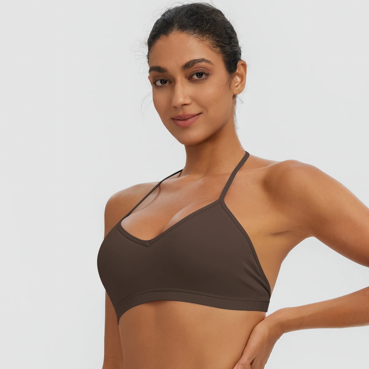 Damen-Sommer-Tanktops, einfarbig, mit Raffung, Yoga-BH, sexy, schöner Rücken, dünne Schulterträger, Sport-BH, Fitness-BH, Lauf-BH – Detail 38