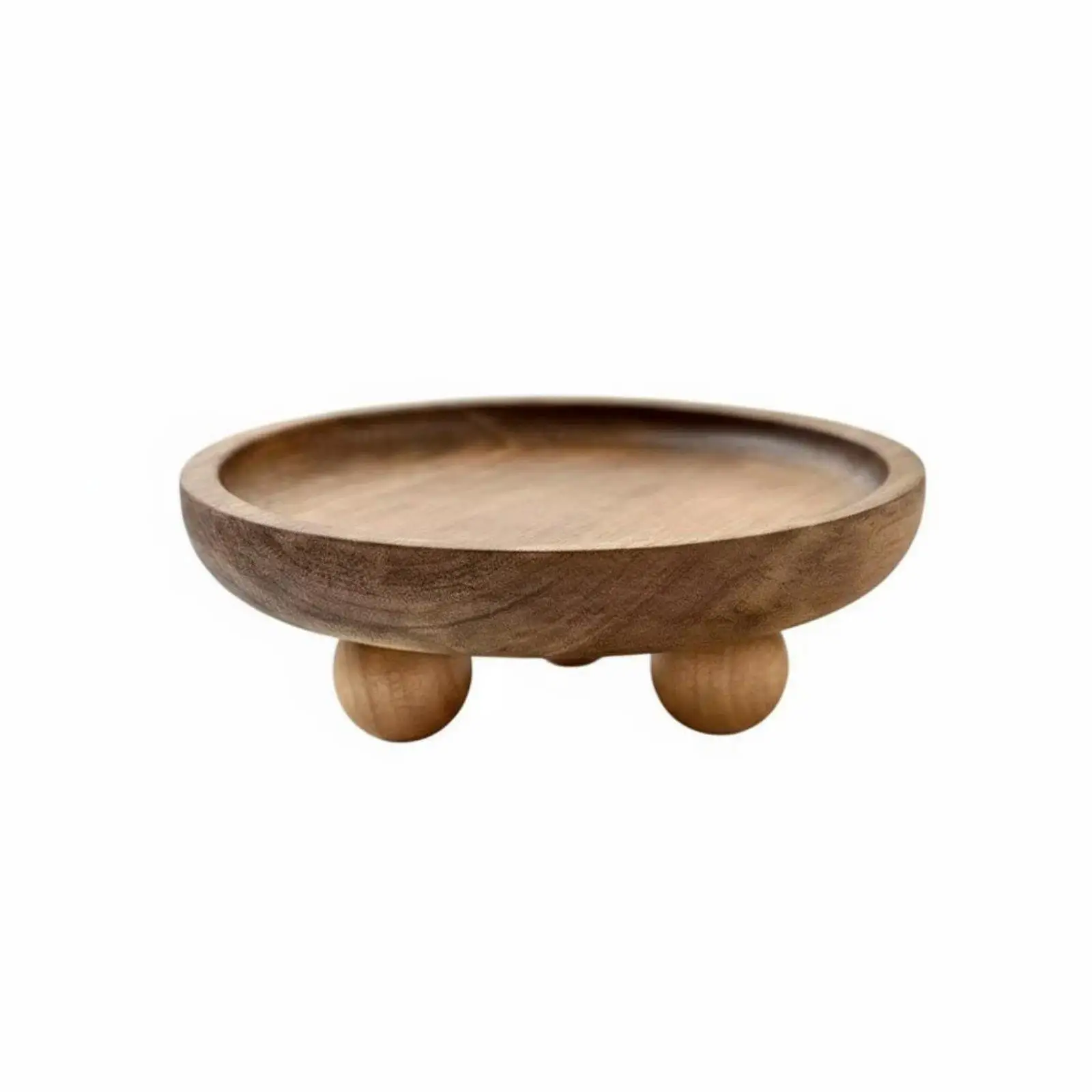 Decorative Key Tray Minimalist Design Footed Wood Tray Hand Polished Small Wooden Pedestal for Entryway, Desktop, Dresser