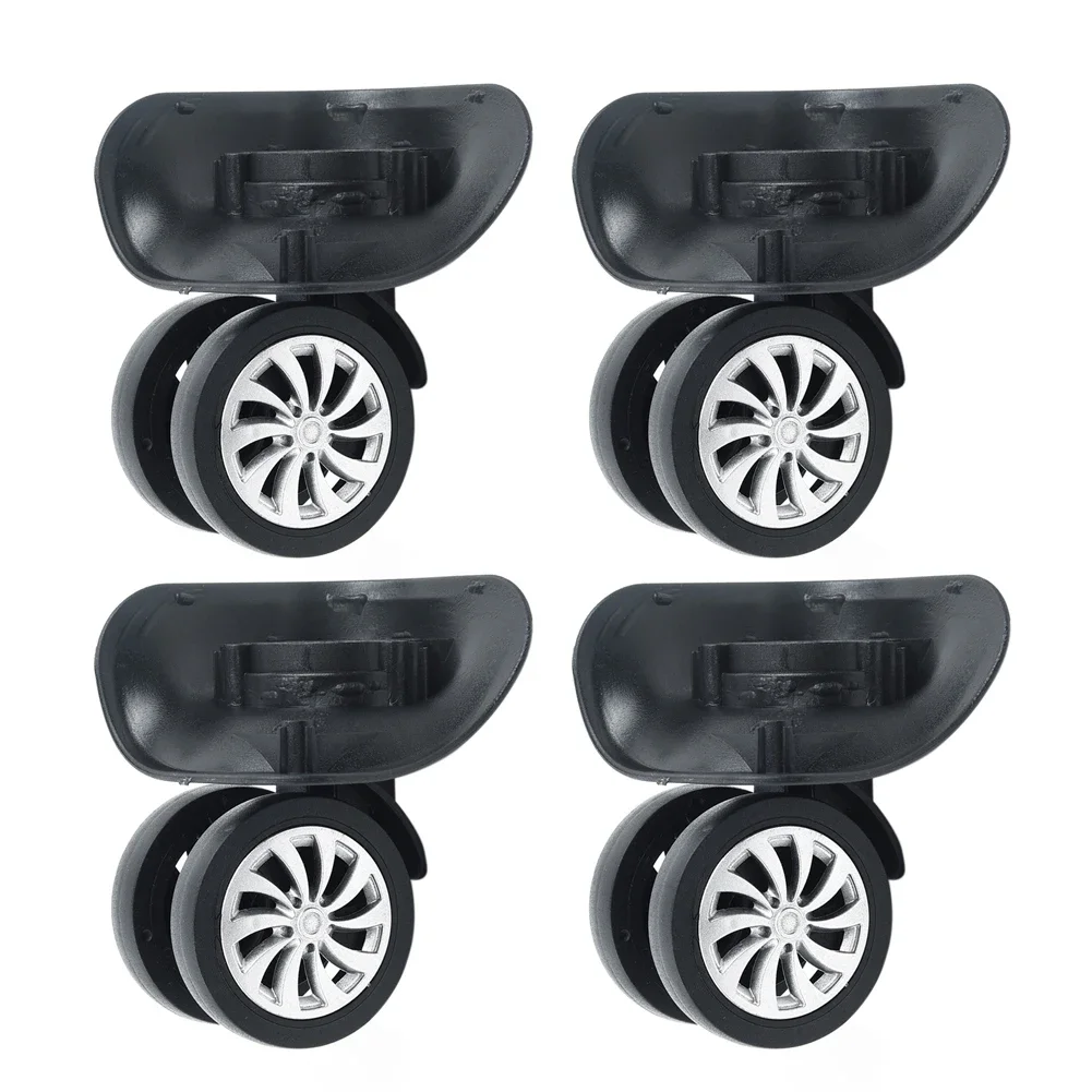 4 unids/set ruedas de repuesto para maleta de equipaje rueda giratoria ruedas de doble rodillo negras 10,2 × 6,5 cm/4 × 2,55 pulgadas herramienta de mano para maletas