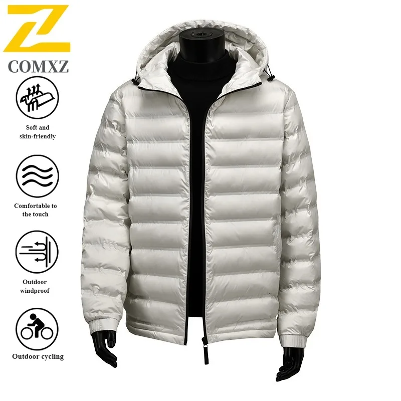 

EIAO Winter Men's Sport Hooded Jacket Waterproof Windproof Solid color Thermal Coat for Hiking Camping Fishing Working Clothes