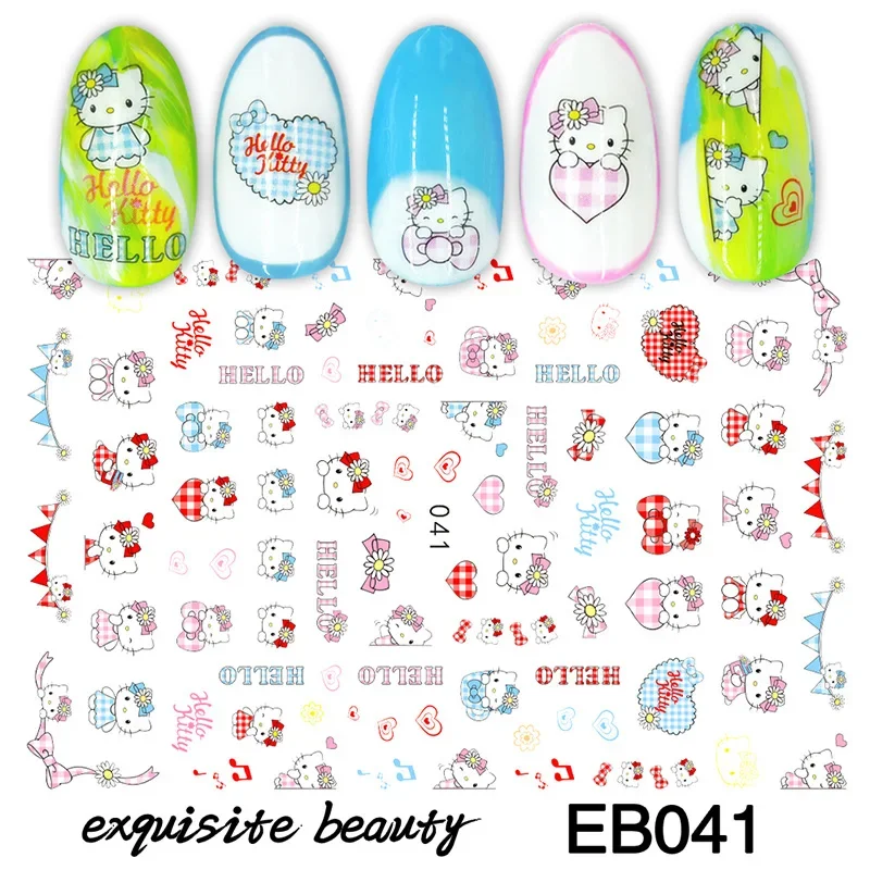 1PCS New Cartoon Sanrio Family 3D Hello Kitty Nail Stickers Anime Sticker Kuromi Melody Nail Supplies Cute Frog Press On Nails