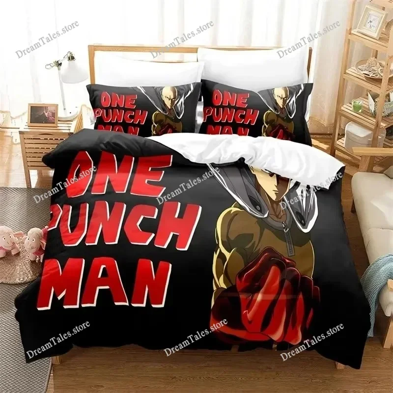 

Anime One-Punch Man Saitama Bedding Set Boys Girls Twin Queen Size Duvet Cover Pillowcase Bed Kids Adult Home Textileextile