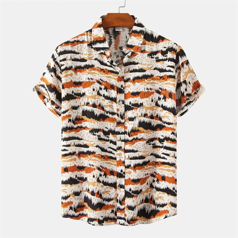 Mens Designer Clothes Stripe Print Shirts Oversized Summer 2024 Travel Hawaii Beach Hawaiian Harajuku Casual Camisa Masculino