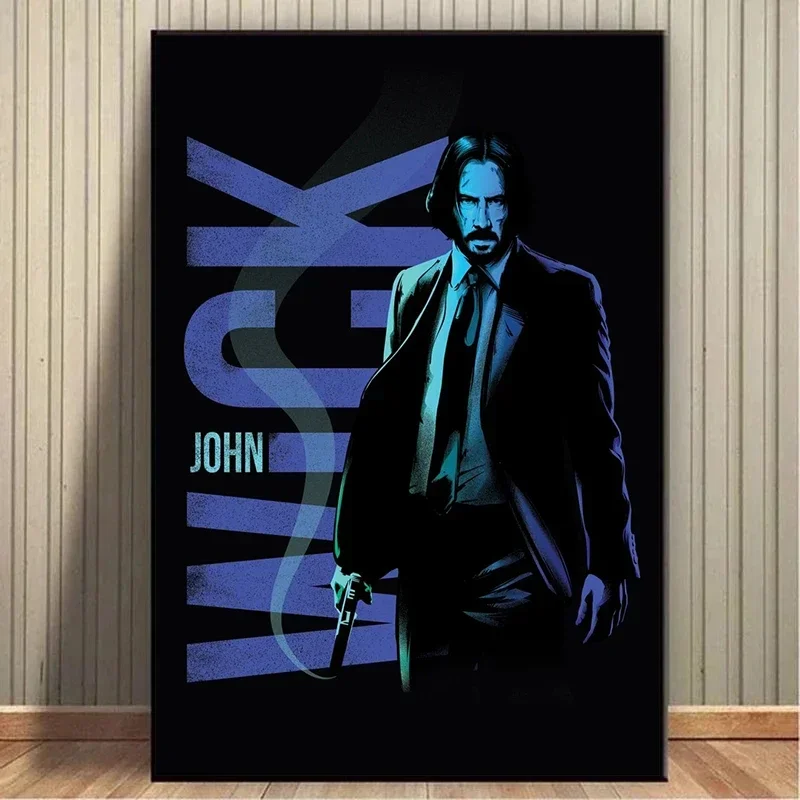 قماش اللوحة طباعة جون ويك المشارك سلسلة الأفلام الكلاسيكية شخصية جدار صورة فنية لغرفة المعيشة ديكور المنزل كوادروس #3