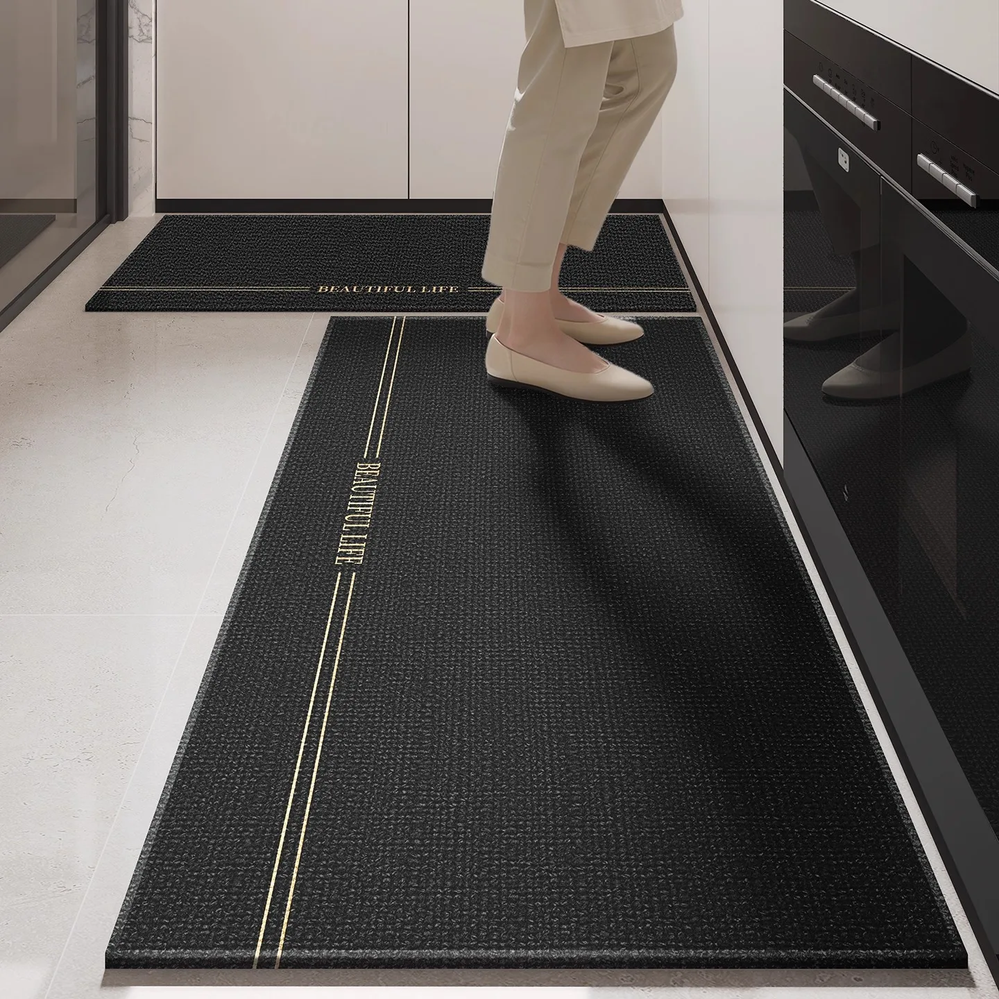 Kitchen Rug Long Floor Mat Black Carpet Durable Floor Mats Home Decor Rugs Easy To Clean Alfombra De Cocina שטיח מטבח