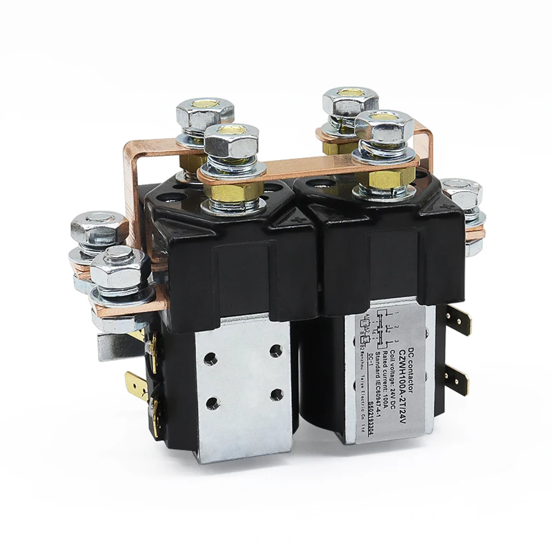 24VDC المزدوج لفائف التبديل الاتصال للمركبة الكهربائية CZWH100A-2T 100A DC المقاولين 2NO2NC