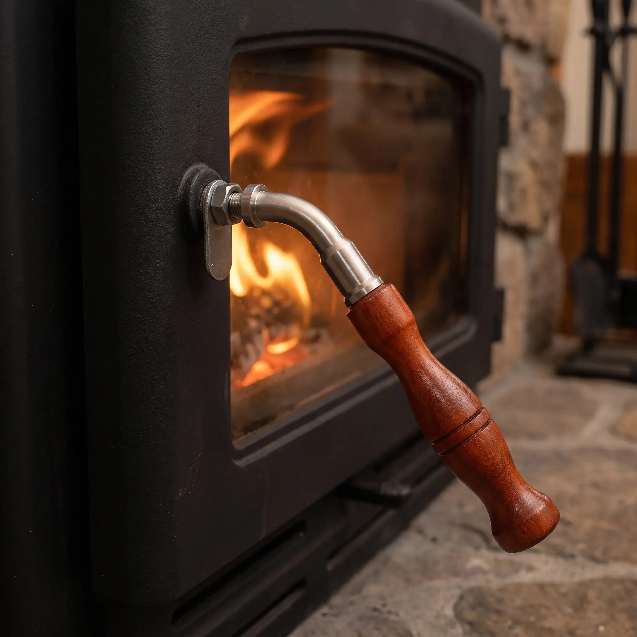 Spring Stove Handle Heavy Duty Metal Fireplace Grip Heat Resistant Universal Fit for Outdoor Pellet Wood Boilers Bbq Grills