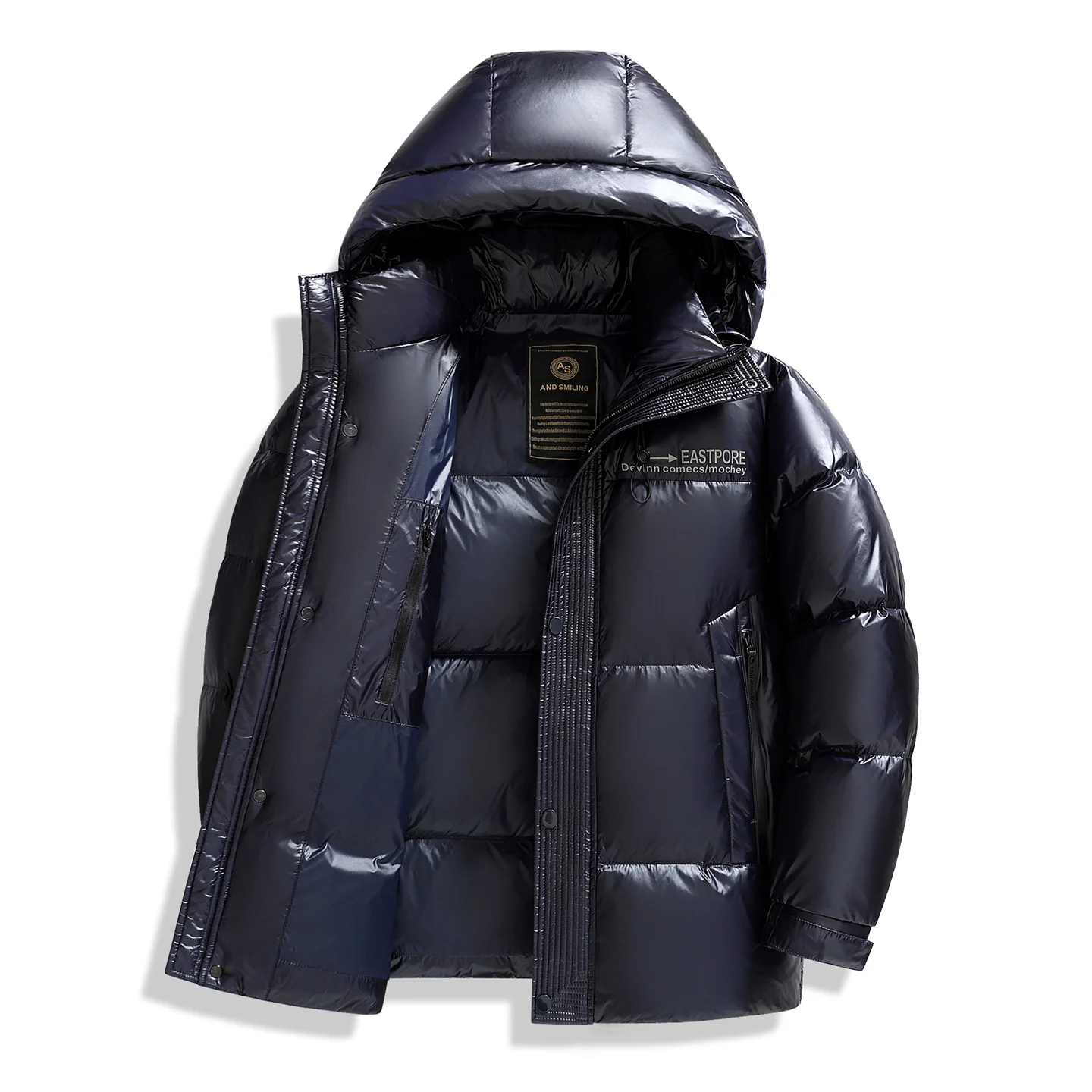 

Men Down Jacket 2026 Trendy White Duck Down Thick Cold Proof Warm Hooded Pike Coat Outdoor Casual Winter Zipper Cotton Jacket