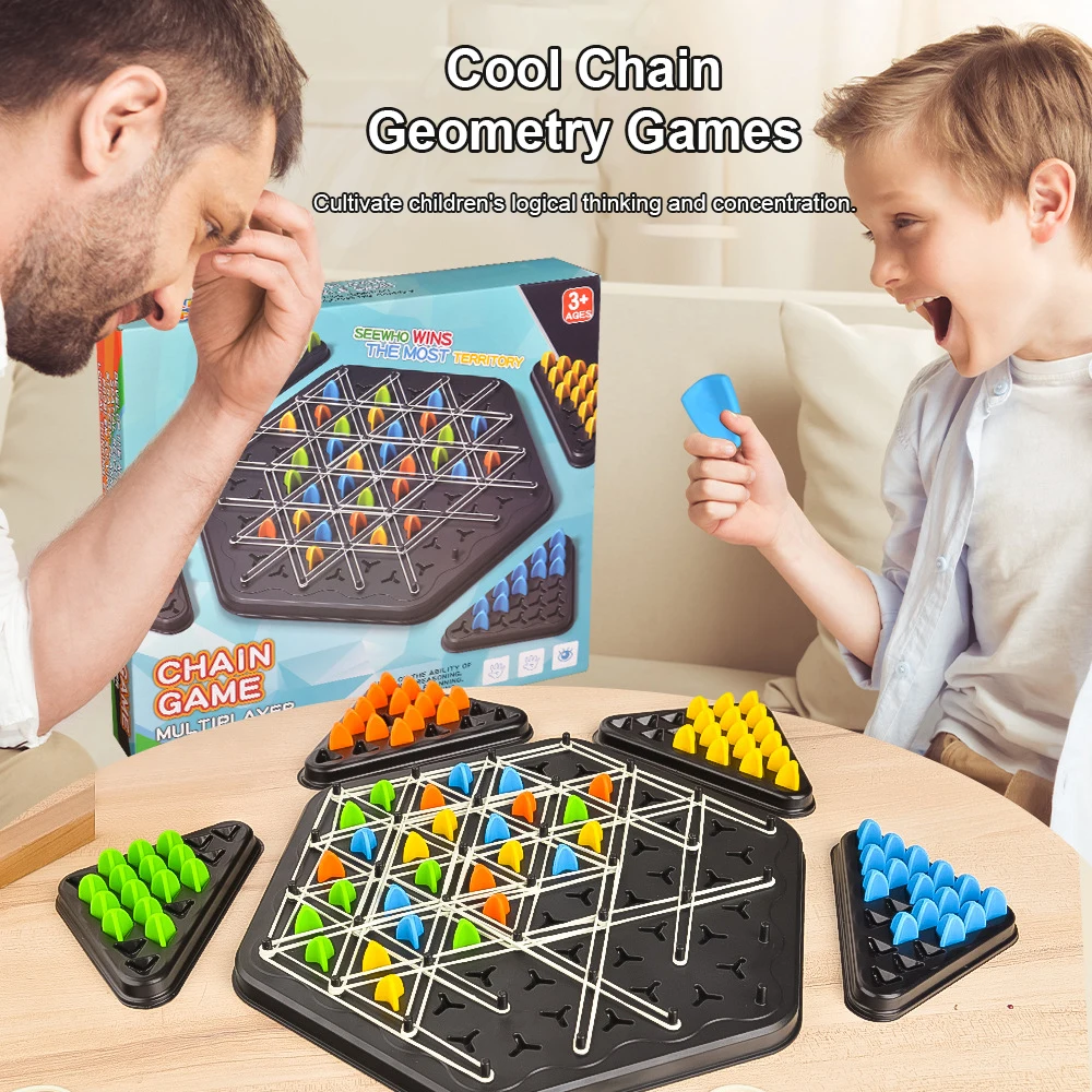 New Chain Triangle Chess Game Triggle Rubber Band Game Educational Interactive Game Battle Set For Family Party Gift Hot Sale