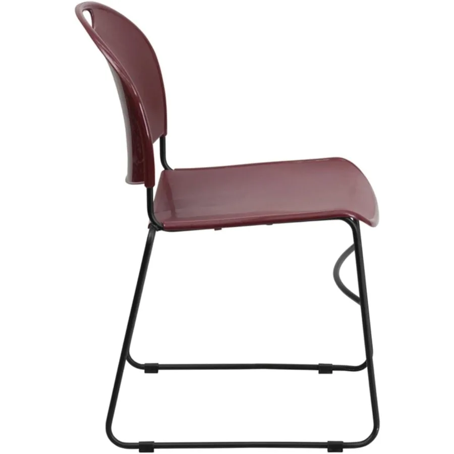 سلسلة هرقل 880 رطل. كرسي مكدس UltraCompact باللون العنابي مع إطار مطلي بالمسحوق الأسود للأماكن الداخلية والخارجية المدمجة #4