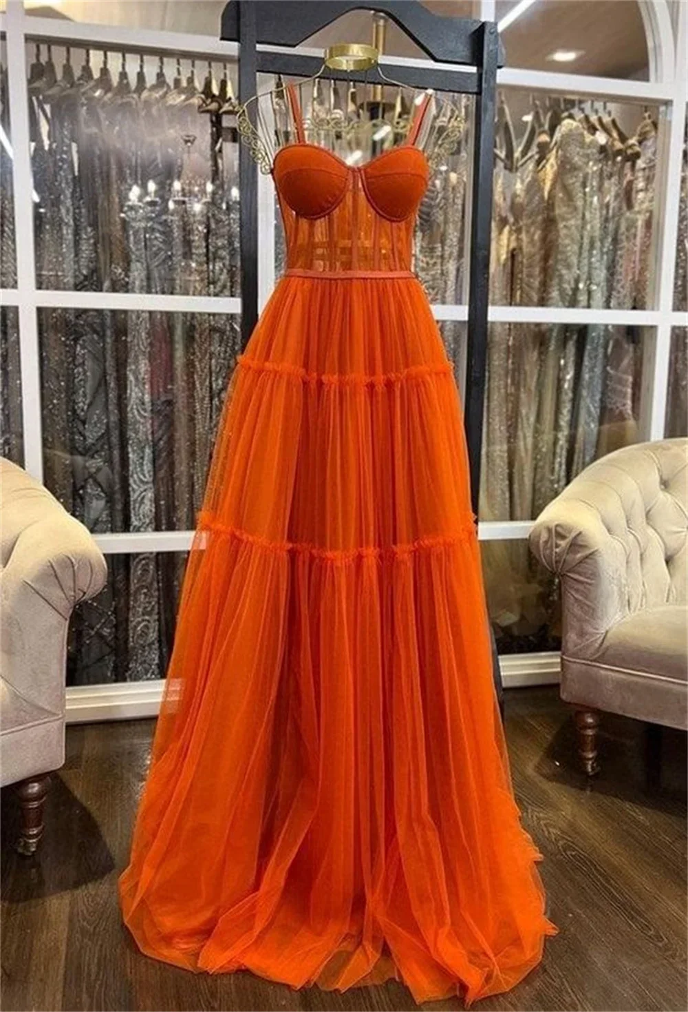 Flavinke Spaghetti Strap Tulle Prom Dresses 2024 Exquisite A-line Party Prom Dress Ladies Formal Occasion فساتين السهرة