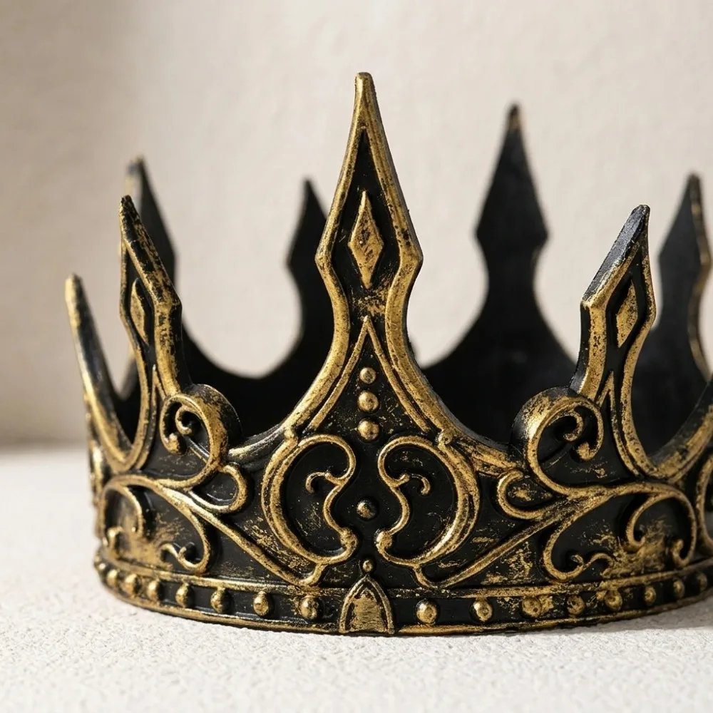 Corona Vintage Medieval de Rey y Reina, Retro, Antigua, Dorada, Plateada, Negra, con Puntas de Hueso, Estilo Gótico, Tocado Renacentista para Cosplay, Accesorio de Disfraz Real para Halloween, Bodas, Carnaval, Mascaradas, Fiestas Medievales, Sesiones de Fotos, Talla Ajustable para Adultos