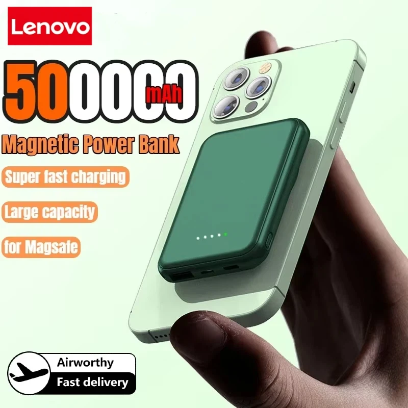 باور بانك مغناطيسي من Xiaomi بقدرة 500000 مللي أمبير في الساعة، شحن سريع للغاية، باور بانك خارجي لاسلكي محمول لهاتف آيفون وهواوي وسامسونج 2025 جديد