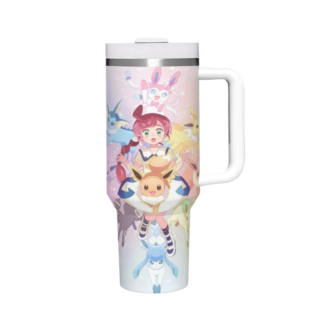 Tazas de viaje para coche Pokemon Botella de agua con vaso de acero inoxidable 304 40 oz/1200 ml