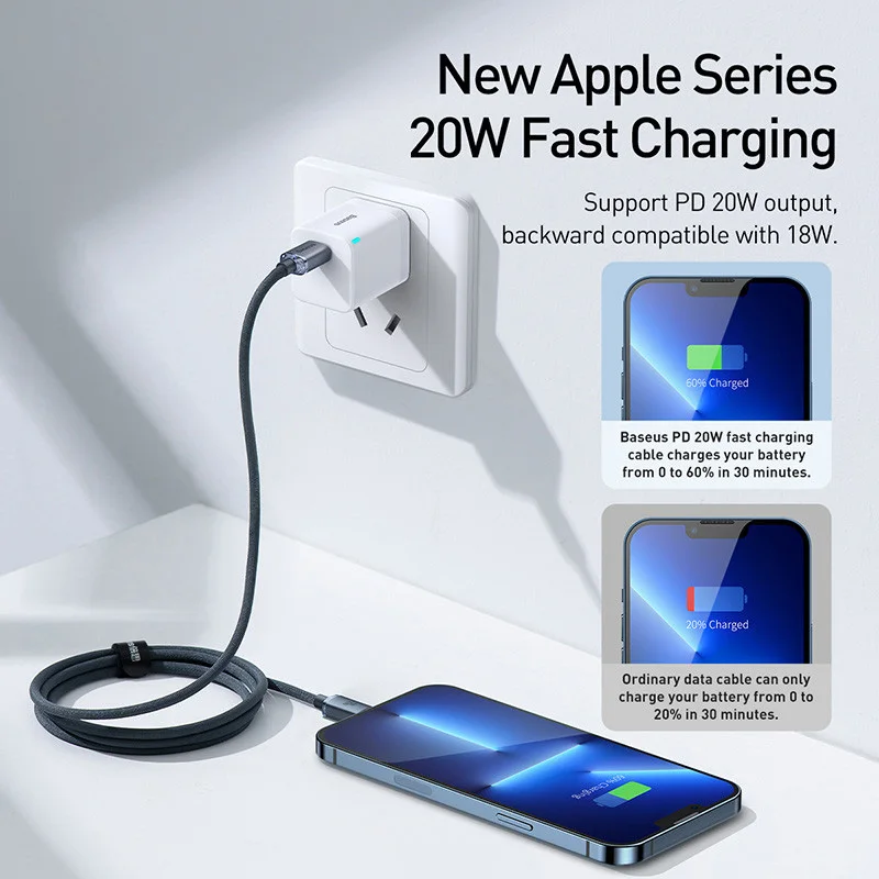 Baseus USB Type C PD 20W Cable for iPhone 14 13 12 Pro X 8 Fast USB C Cable for iPhone Charging Cable USB Type C Cable Wire Code image 4