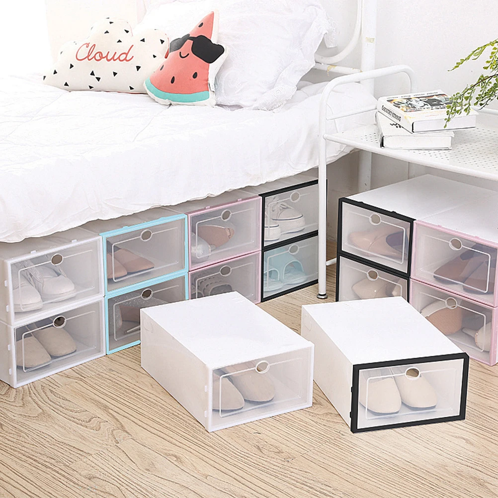 

6PCS Shoes Storage Box Organizer Container Stackable Shoebox for Closet Entryway Under Bed Save Space Keep Clean