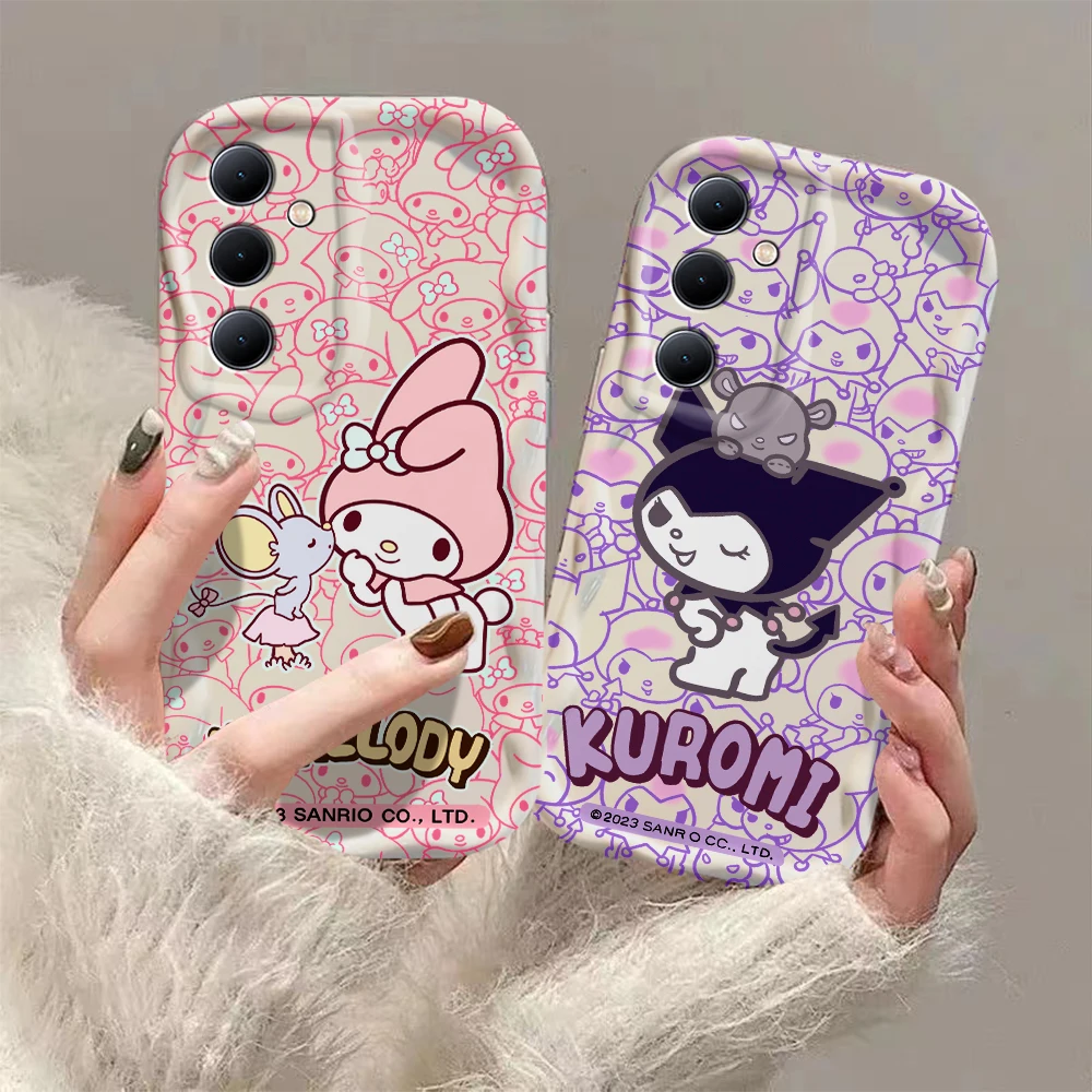 

Hellos Kittys Kuromis Lovely Sanrios 3D Wave Phone Case For OPPO Reno 11 F 8 T 7 Z 6 5 4 Pro F23 F11 F9 4G 5G New Silicone Cover