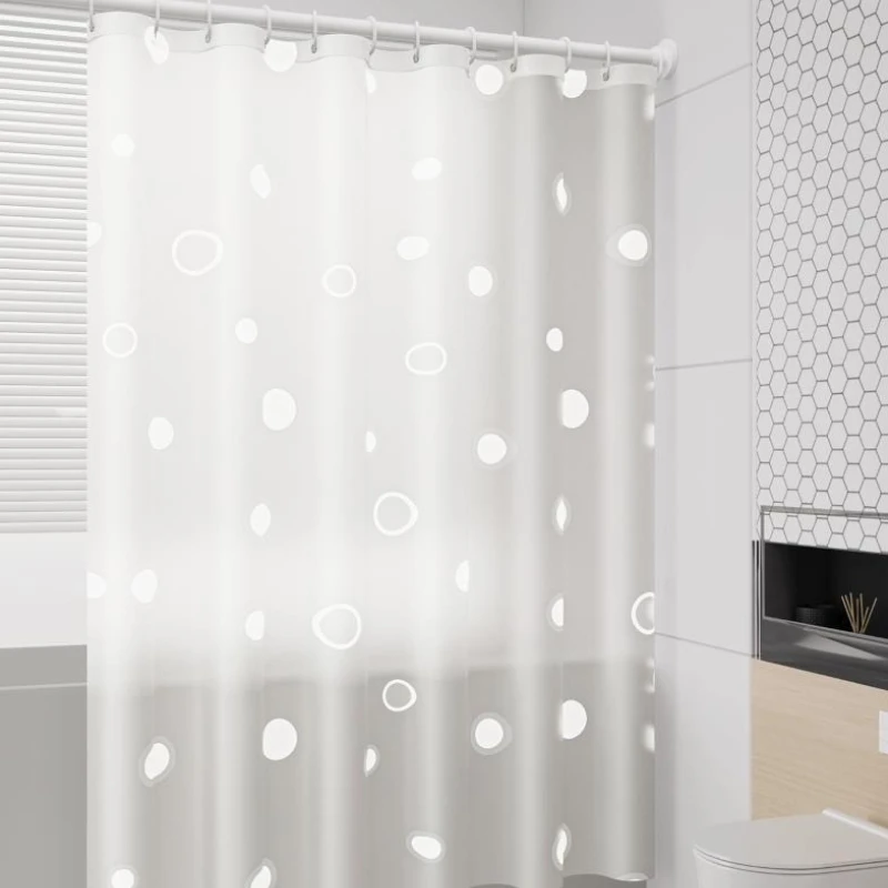 Shower Curtains White Circle Waterproof Bathroom Curtain for Toilet Mildew Proof Peva Fabric with Hooks Round Print Modern Style