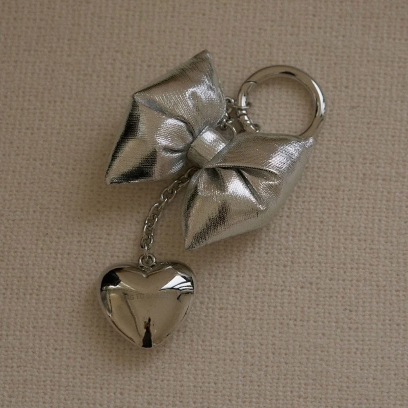 Heart Keychain Bag Charm Bag Pendant Bowknot Keys Rings Backpacks Keys Holder Perfect Present Suitable for All Ages