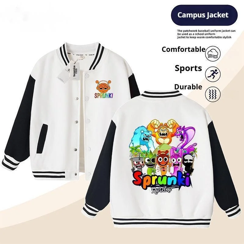 Sprunki Autumn And Winter New Style Boys Girls Thick Warm Coat Rhythm Music Box Top Youth Handsome Baseball Uniform