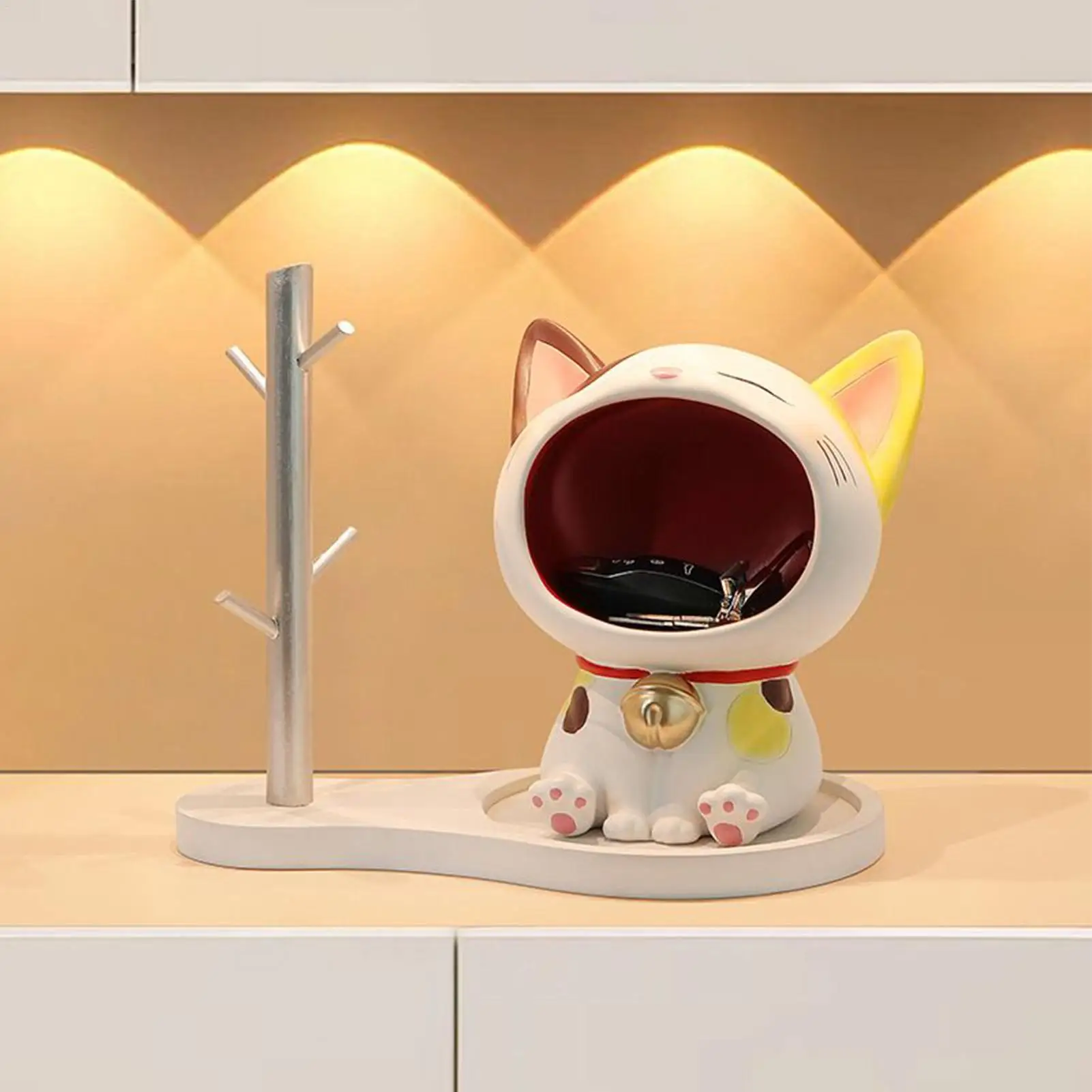 

Кошка Блюдо для конфет Смола Статуя кошки на удачу Блюдо для ключей Прихожая Стол Домашняя гостиная Спальня Шкаф Брелок Конфеты