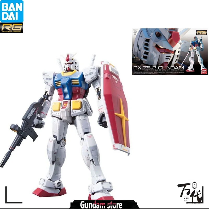 BANDAI ORIGINAL GENUINE ANIME  RG 1/144 RX-78-2 GUNDAM MODEL TOYS ACTION FIGURE GIFTS COLLECTIBLE KID