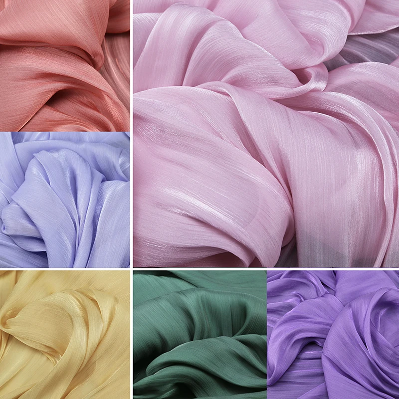 145CM Width Muiti-colors Soft Crystal Satin Silky Fabric for Blouse Dress Designer  Tiuuse for Hanfu