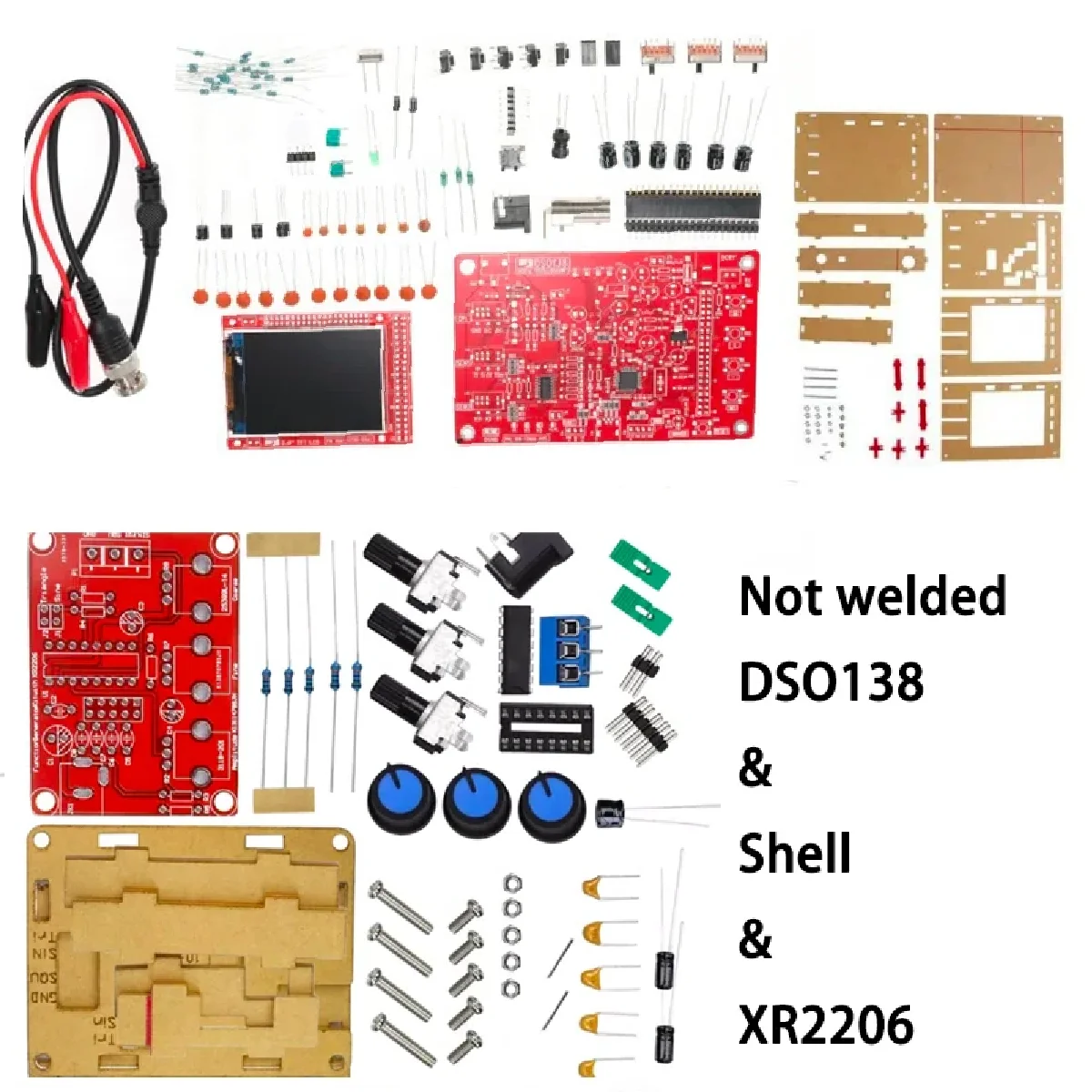 DSO138 Fully Assembled Digital Oscilloscope 2.4 inch TFT LCD Display Probe Test Clip Acrylic Case Oscilloscope DIY KIT