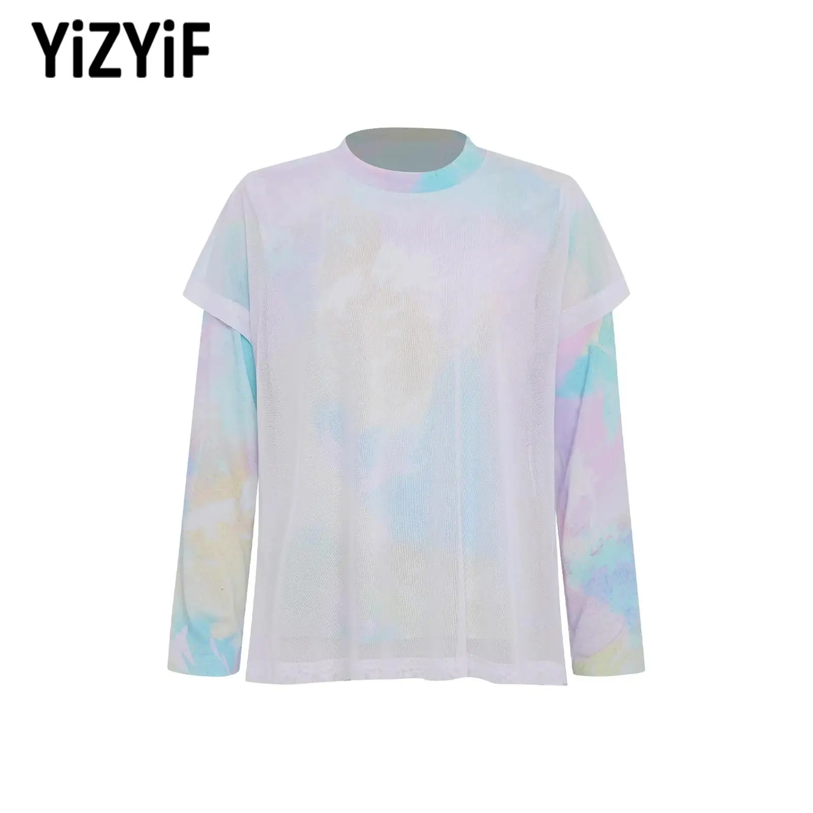 

Children's Sports Top Quick-Drying Sun-Protective Costume Sheer Mesh Overlay Long Sleeve T-shirts Girls Sports Workout Clothing