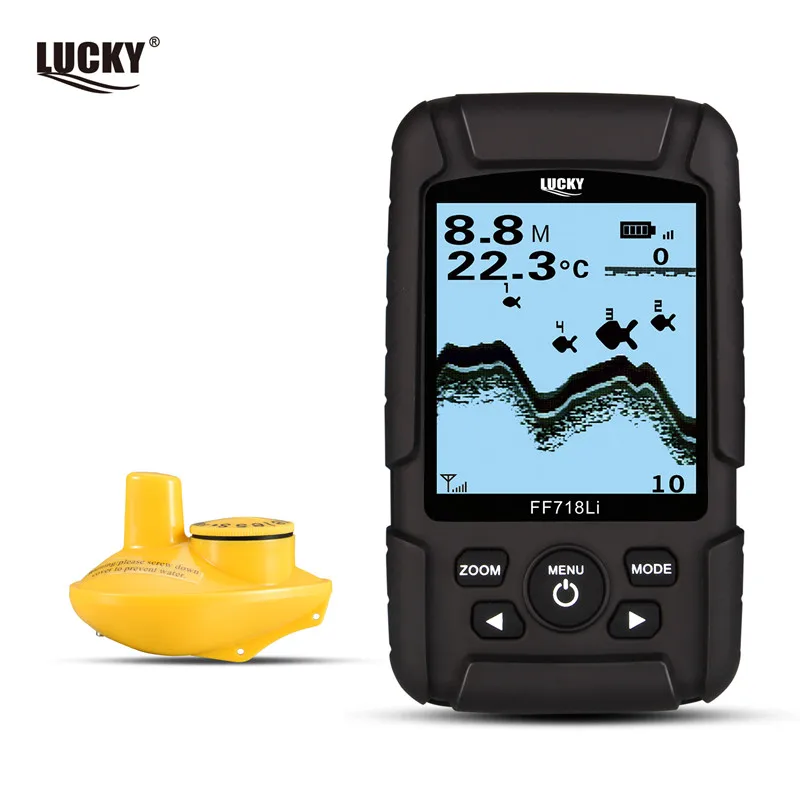 Lucky FF718Li 180M Lcd Portable Sonar Sensor Waterproof Fish Finder Alarm Beam Transducer Echo Sounder 2-in-1 Deeper Fishfinder