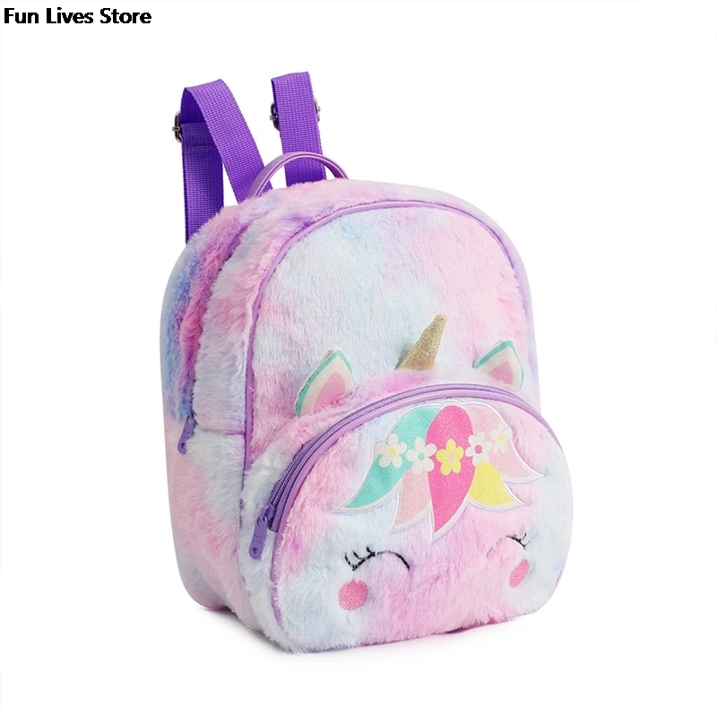 

Unicorn Plush Backpack Girls Cute Schoolbag Birthday Party Gift Children Cartoon Portable Backpacks Adjustable Belts Mochila