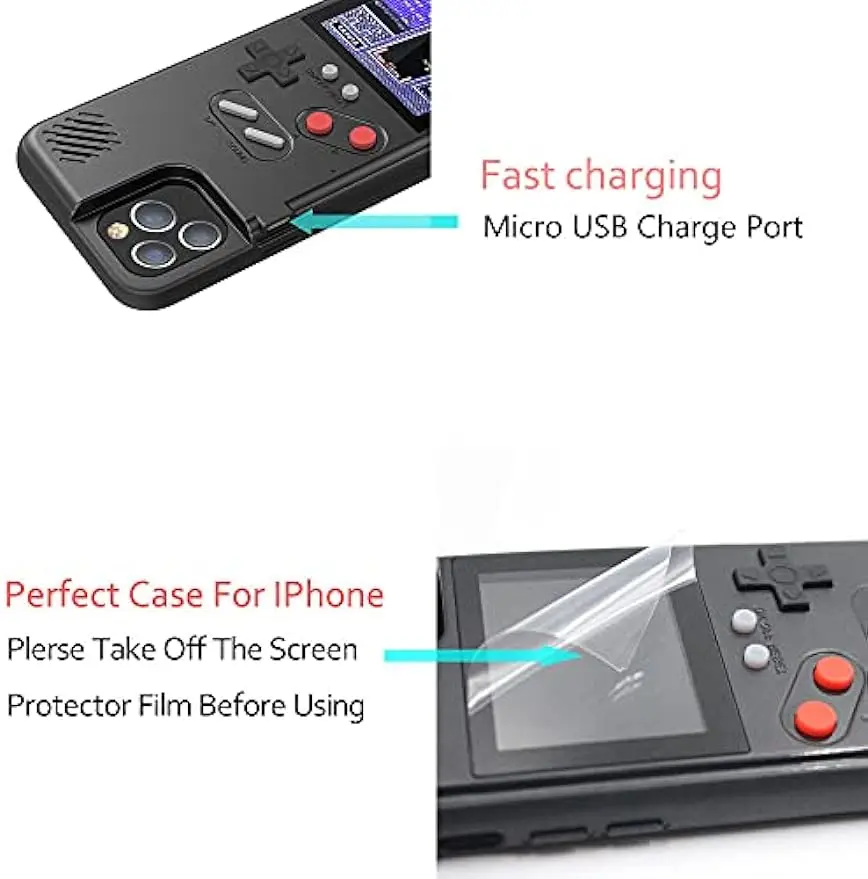 Gameboy Phone Case Game Console with 36 Classic Game Color Display Playable Video Games Phone Case for iPhone 13 12 11 14 ProMax