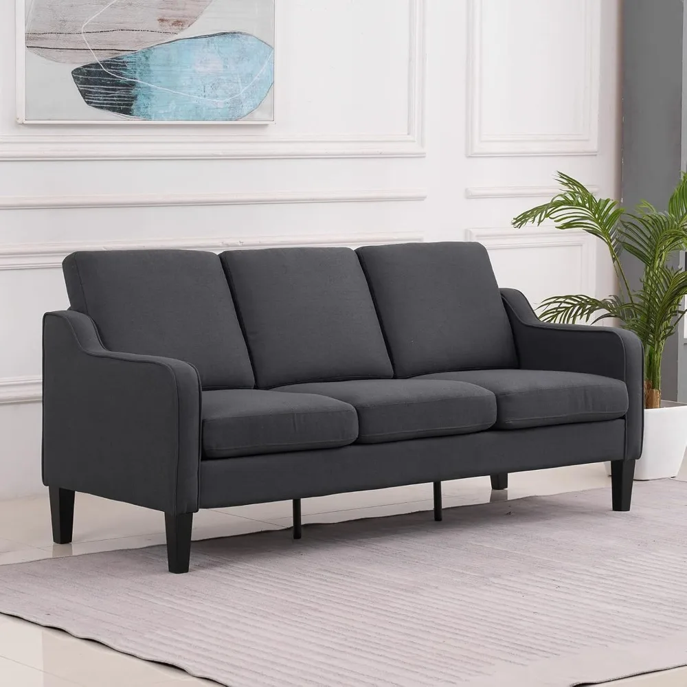 

Small Couch Sofa 71" Comfy Couches for Living Room Dark Grey 3 Seat Sofa Couch Mid Century Modern Sofa Furniture Couches with S