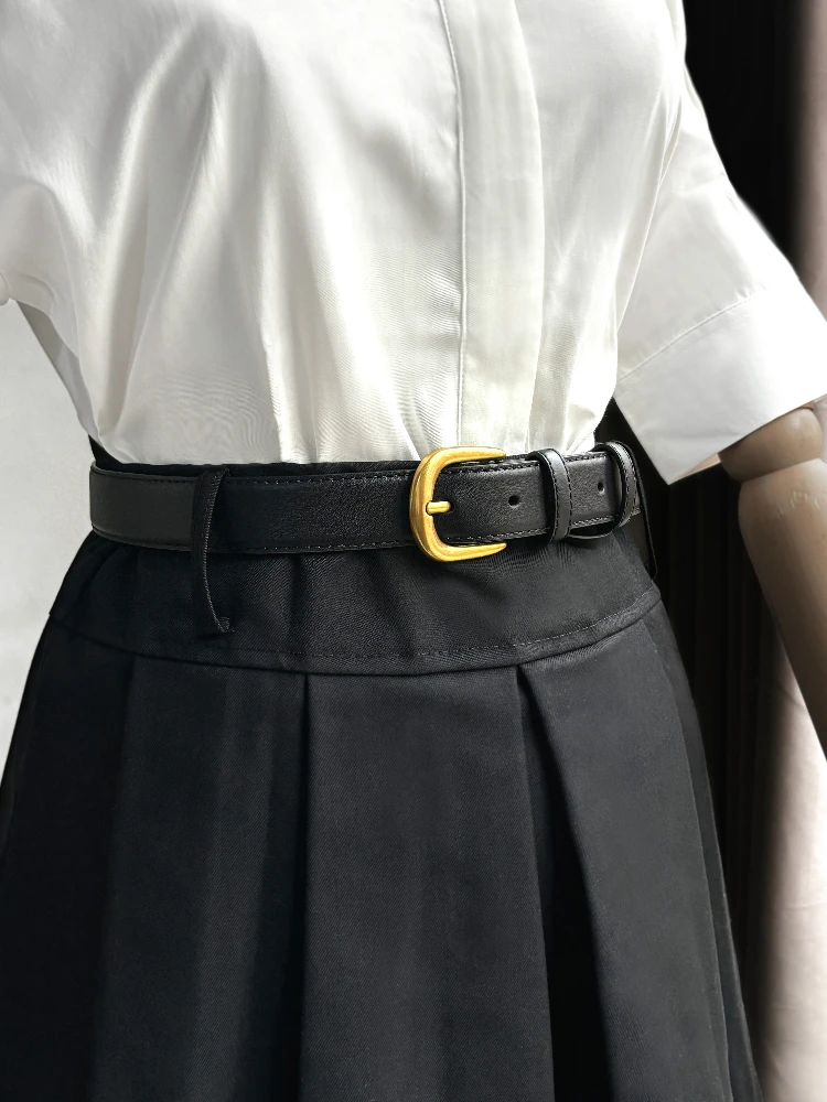 レディースベルト-2025年新作-ドレスジーンズ-レトロ-高級感-トップレイヤー牛革-多孔質ウエストベルト-ファッションアクセサリー