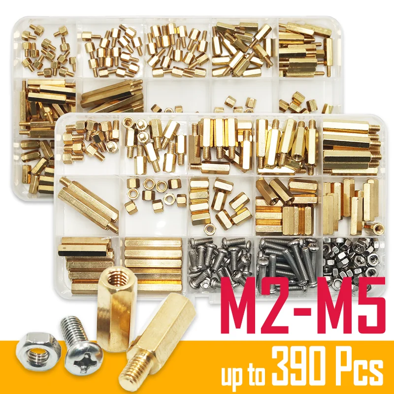 

390x Brass Hex Standoff Phillips Spacing Screw Nut Set M2 M3 M4 M5 PCB Support Pillars Column Board Rack Stud Spacer Motherboard