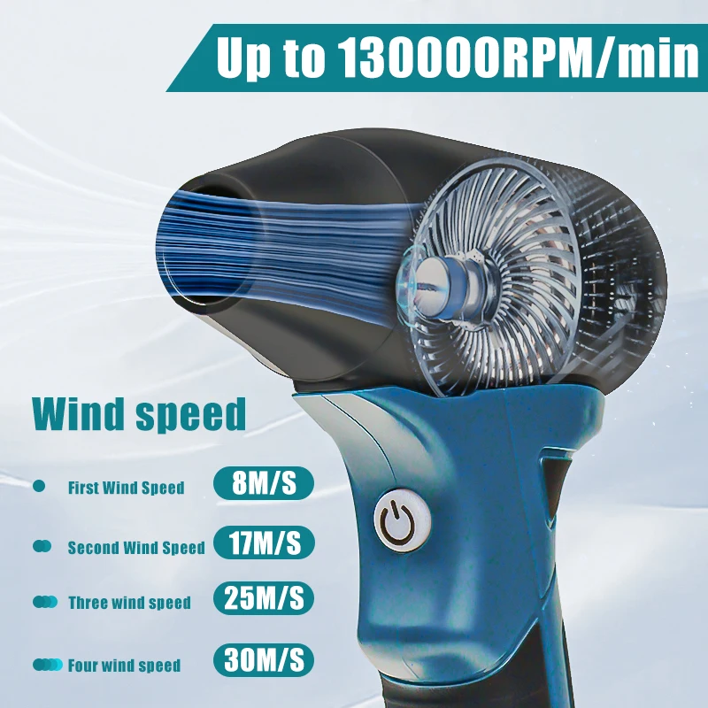 130000 RPM Cordless Blower Portable Handheld Turbo Jet Fan For Makita 18V Battery Electric Air Duster For Camping Outdoors Car