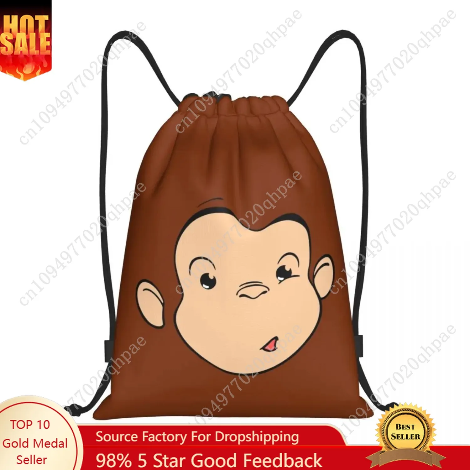 

Custom Monkey Curious George Drawstring Bags Women Men Portable Sports Gym Sackpack Shopping Storage Backpacks