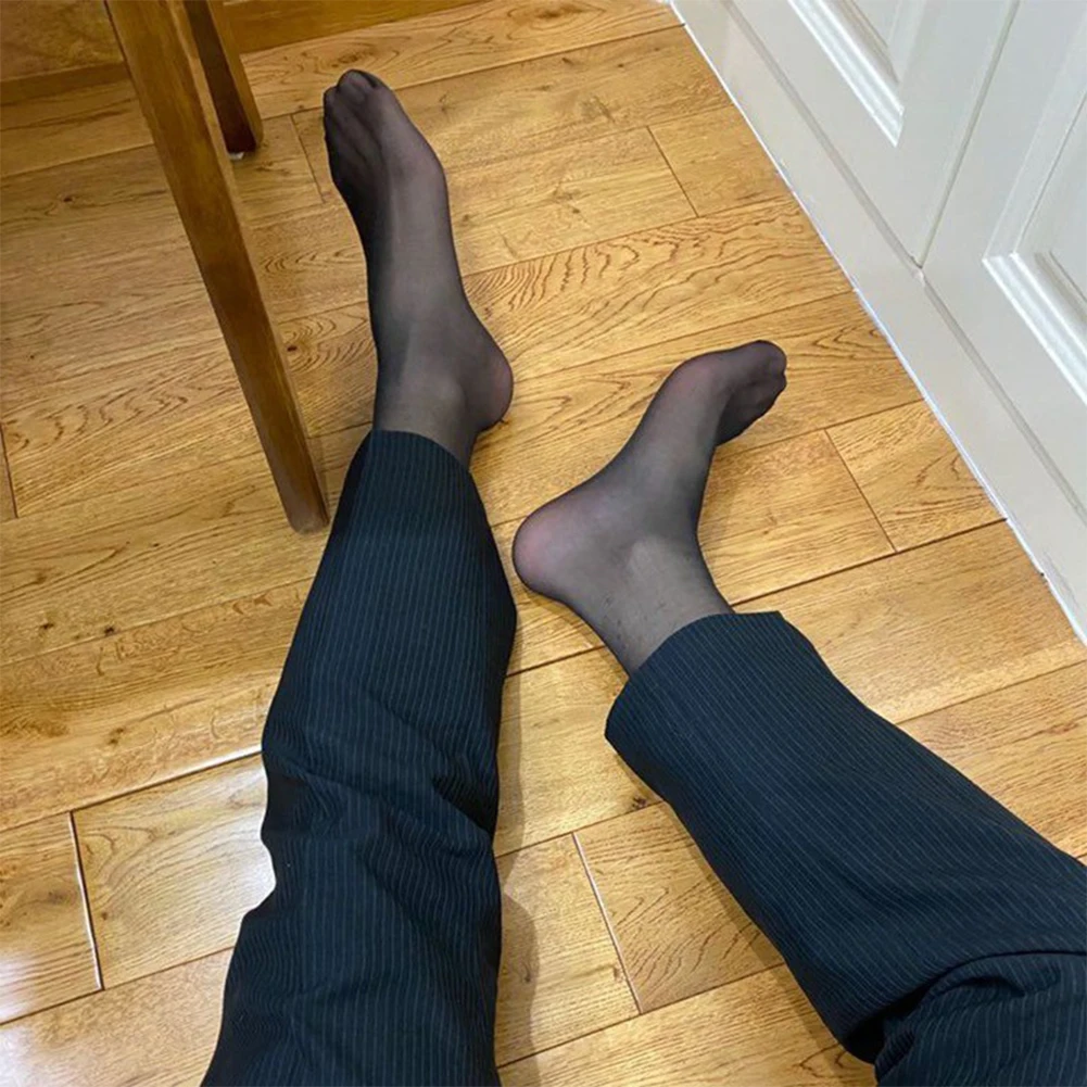 

Комплект мужских носков, прозрачные шелковистые однотонные удобные классические носки, прозрачные дышащие деловые носки до колена