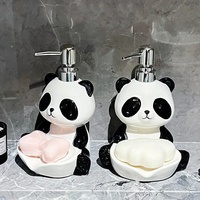 Ceramic Soap Dispenser Creative Panda Dual-Purpose Soap Box 380ML2 in 1 Lotion Bottle Refillable Pump Bottle Bathroom decoration