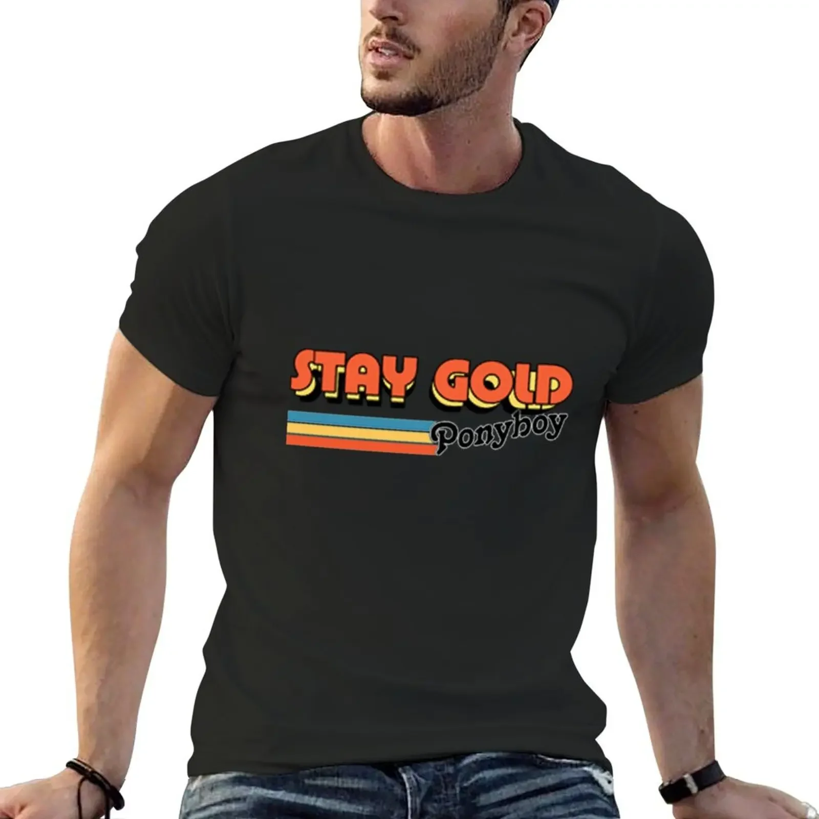 

Stay Gold PonyboyRetro Movie T-Shirt plain oversized graphic tee summer tops boys whites t shirts for men cotton