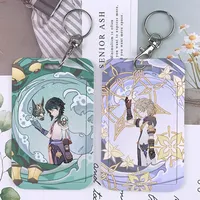 Game Figures Chains Card Holder Xiao Zhongli Albedo Keychains Badge Business Credit Card Holders Bank Bus ID Cards Keychain