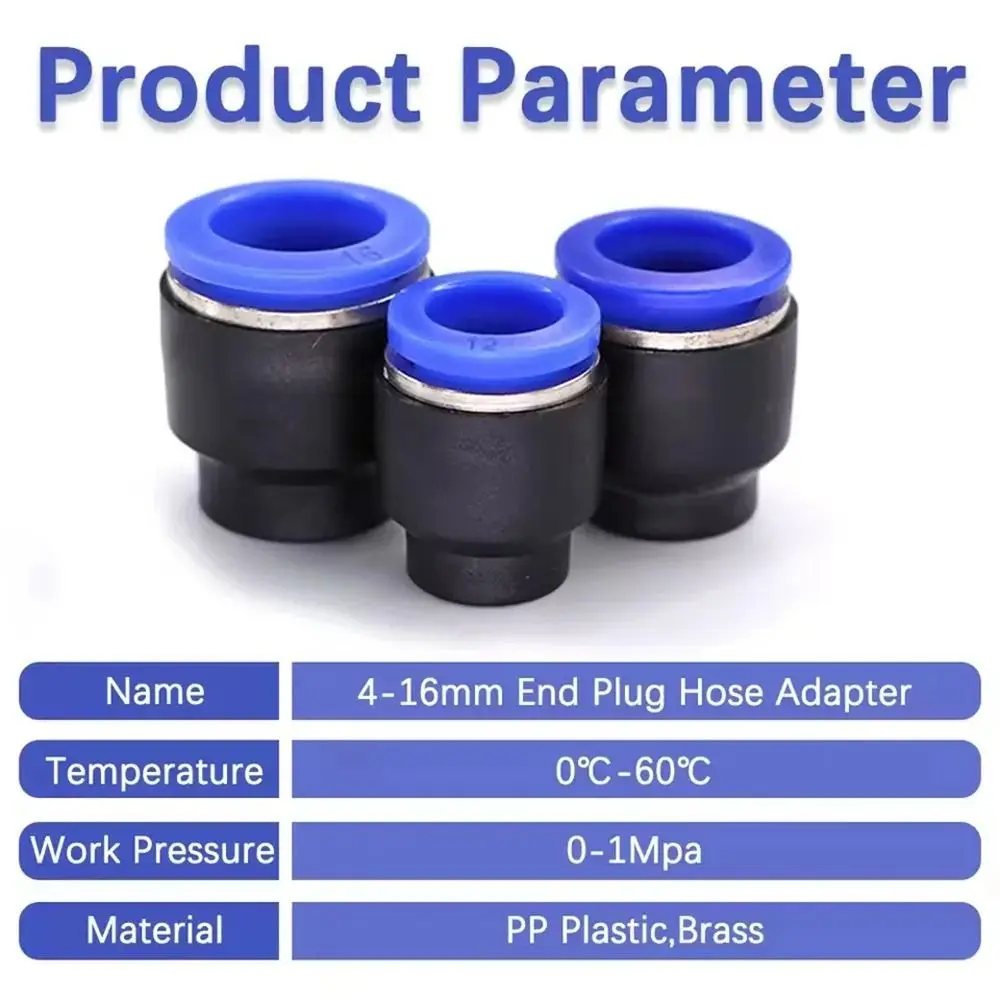 5Pcs New PPF Pneumatic Connector Plastic 4/6/8/10/12/14/16mm Pipe Plug Hose Adapter Pipe Fitting