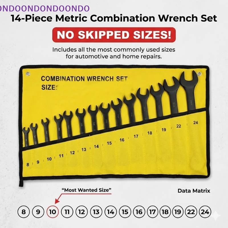 14-Piece Wide-opening Combination Wrench Ultra-thin Open Box End for Handyman Gift Daily Repair Use