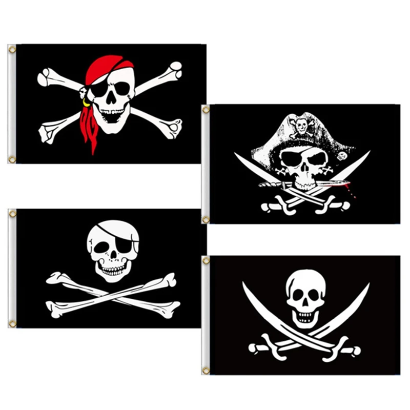 1Pc 30*45 cm Large Skull Crossbones Pirate Flag Jolly Roger Hanging With Grommet NO Pole