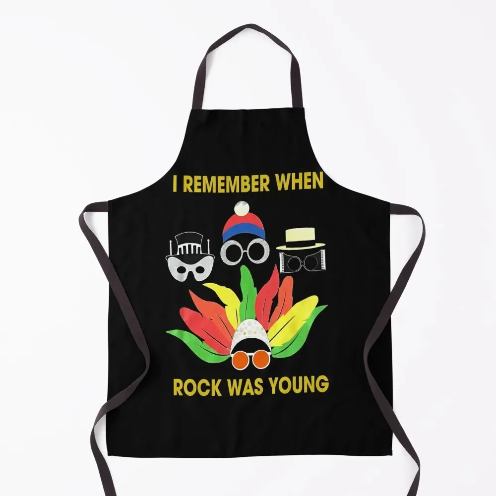 

I remember when rock was young yellow Farewell elton john gift for fans and lovers Apron Cooking Clothes kitchen utensil Apron