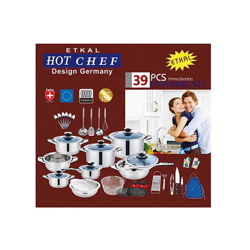 Hot Selling Pots Stainless Steel  and Pans  Kitchen Ware Big Chinese Large Sets Coking Cookware Cooking Pot Set